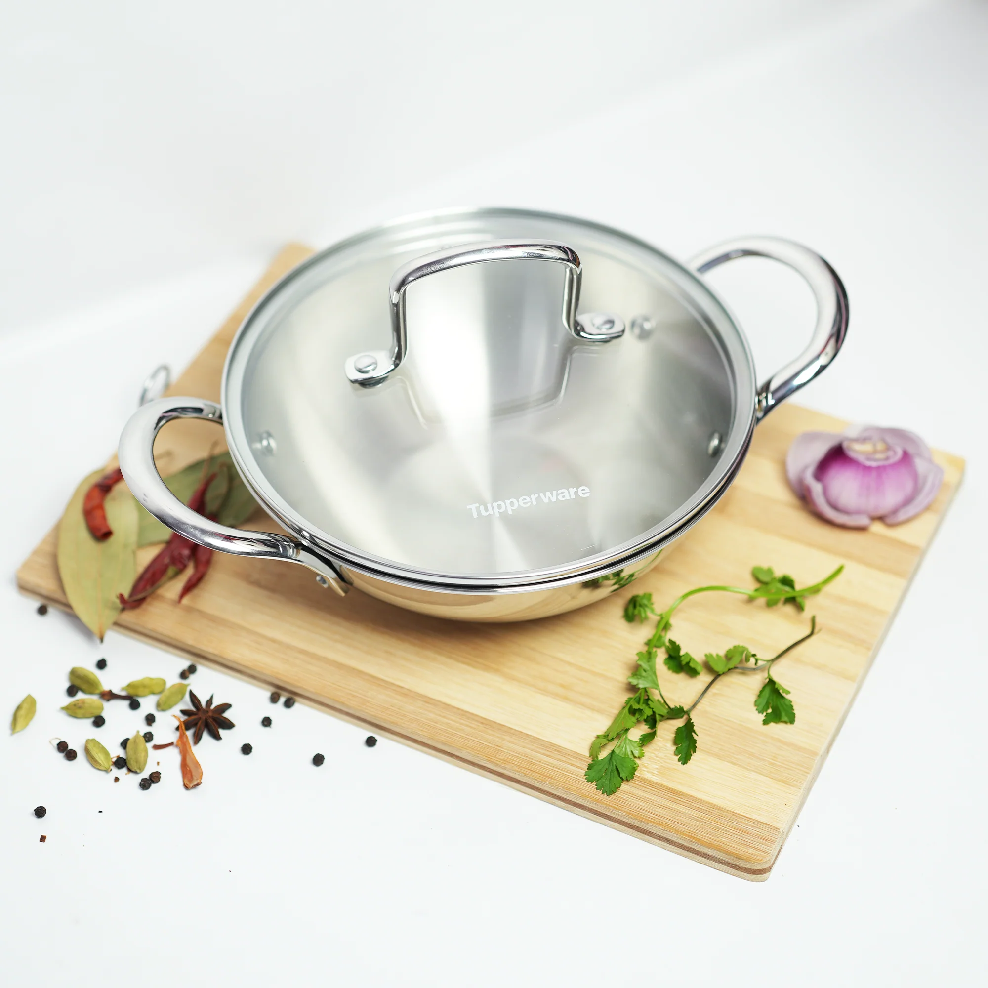 TRAYAM TRI-PLY KADHAI 20CM WITH GLASS COVER LID - Image 3
