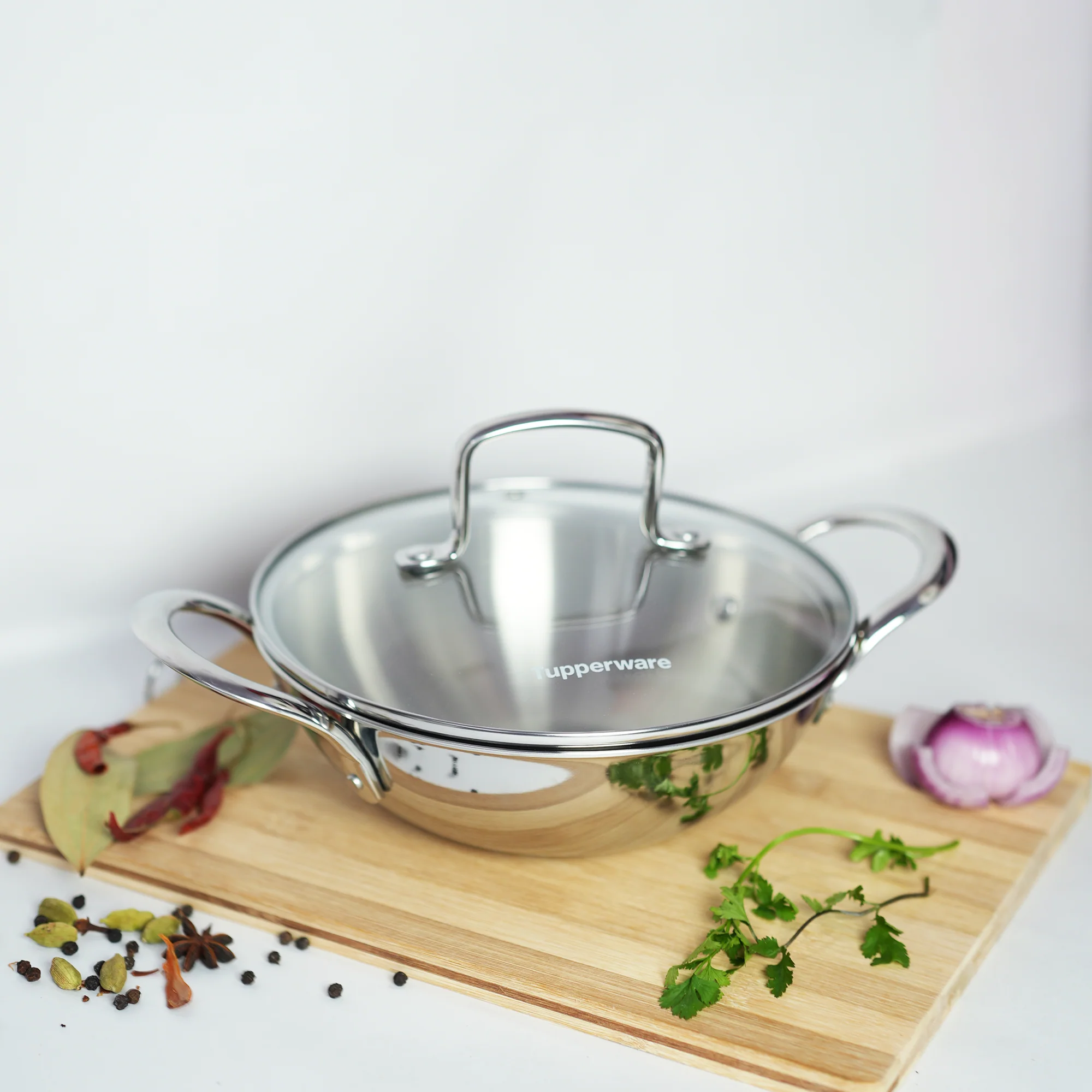 TRAYAM TRI-PLY KADHAI 20CM WITH GLASS COVER LID - Image 4